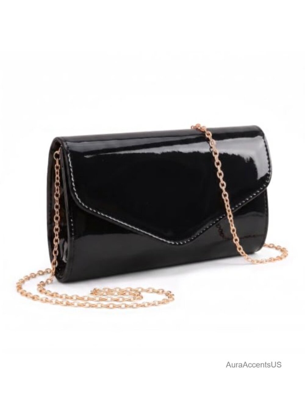 Patent Leather Envelope Evening Clutch Crossbody Purse, Magnetic Snap,